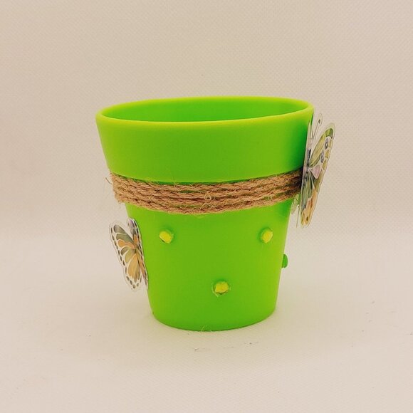 Lime Green Pen Set with Small Lime Green Decorative Flowerpot Organizer - Picture 5 of 5